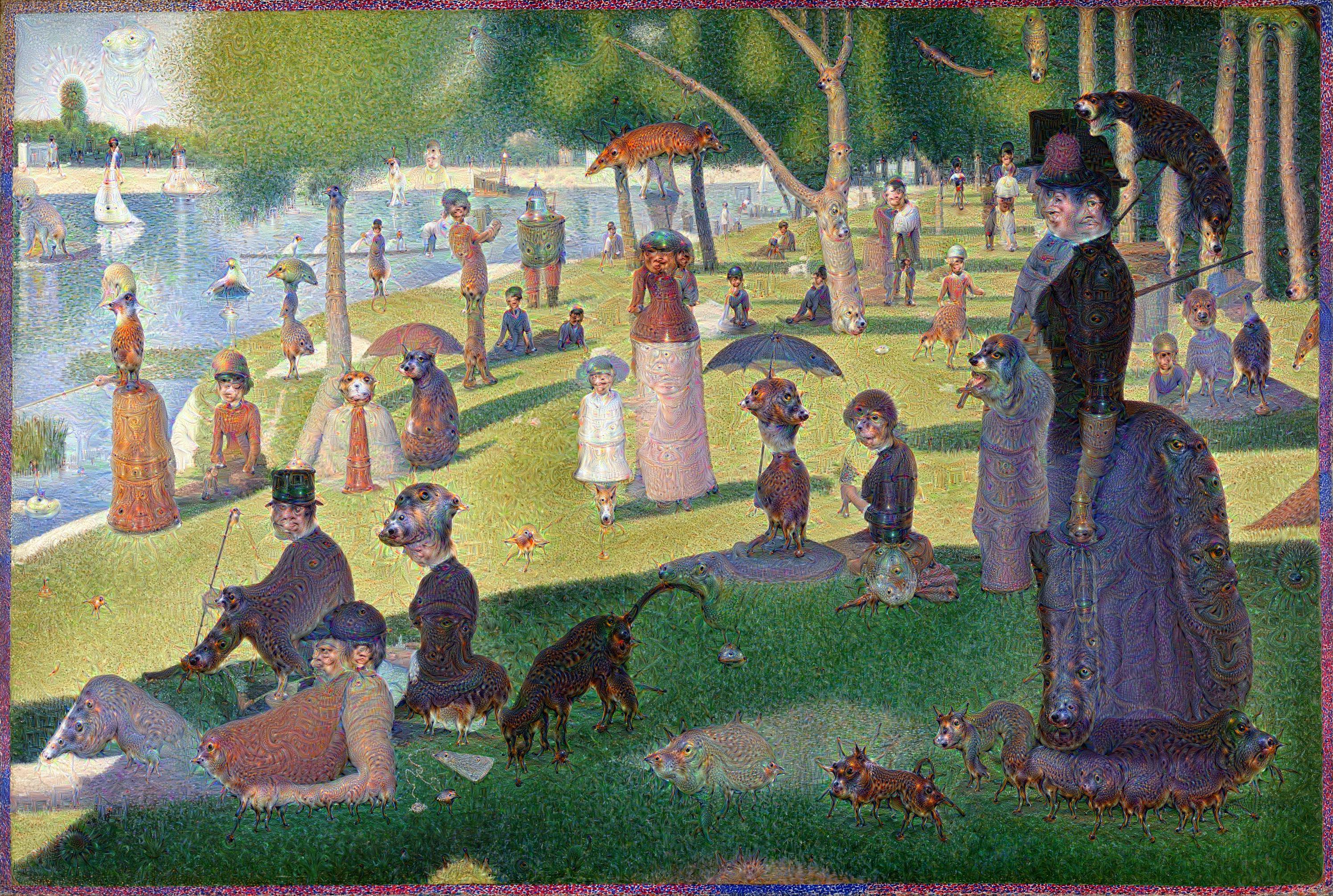 Un deep dream dimanche après-midi à l'Île de la Grande Jatte