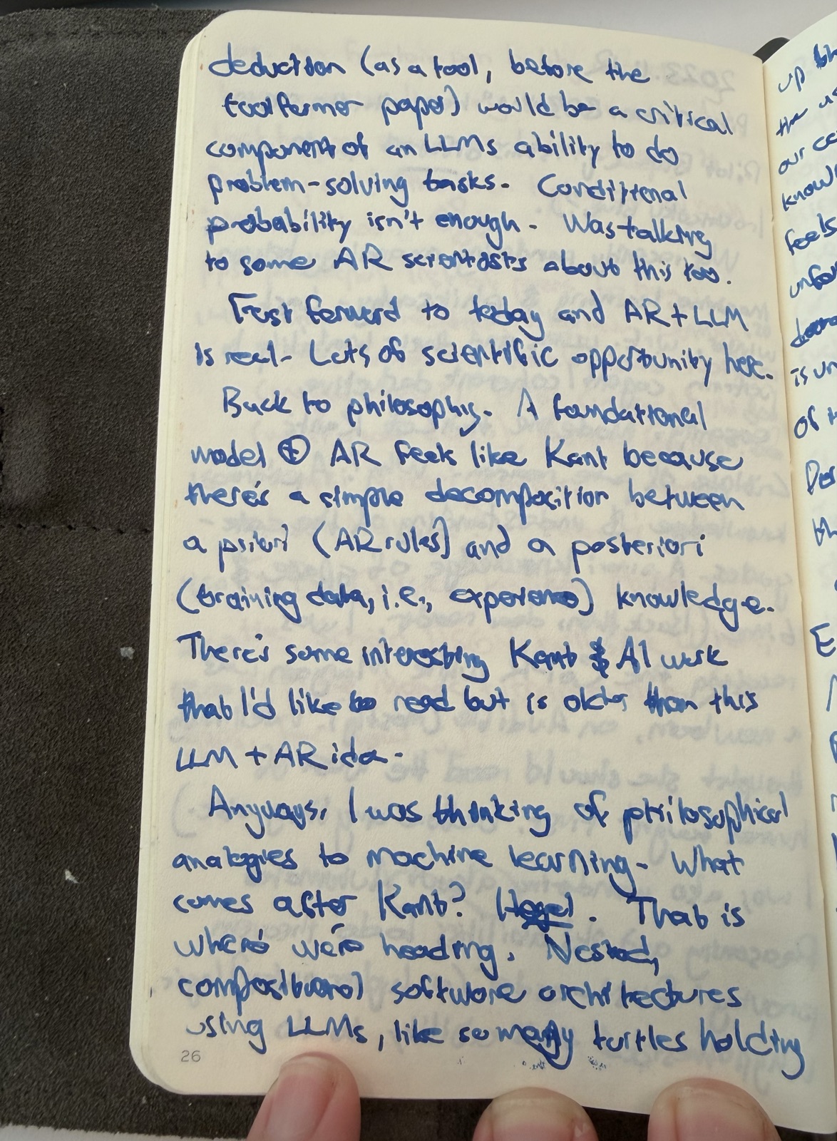Notebook entry — the Kantian decomposition, AR rules vs. training data, what comes after Kant